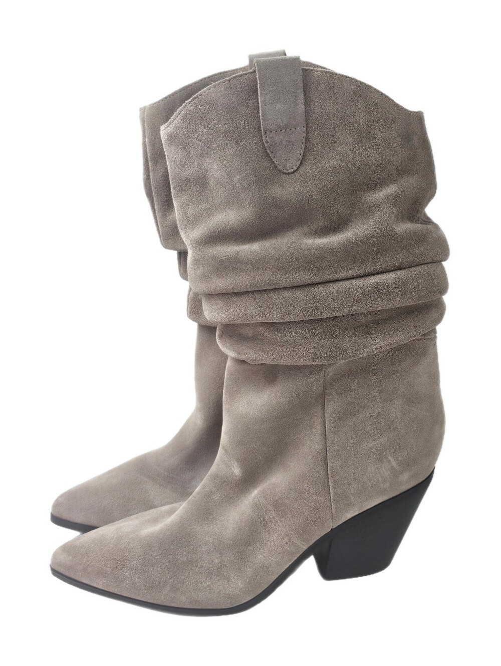 Marc Fisher LTD Myleea Leather Slouchy Western Boots Mid Calf Size 7.5M